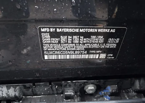 2022 BMW X5 xDrive40I z USA, uszkodzony, nr VIN 5UXCR6C05N9L89754